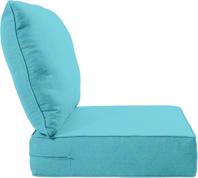 Luxury 24x24x6 Inch Outdoor Cushions for 5 Peice Patio Furniture Set - Set of 5 Water-Resistant Pillow for Dining Rocking Swivel Chairs Loveseat Couch Sectional Sofa - Turquoise