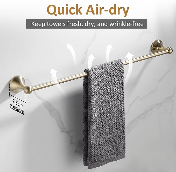 BGL Bathroom Accessories Set, Brushed Brass Towel Holder - Image 3
