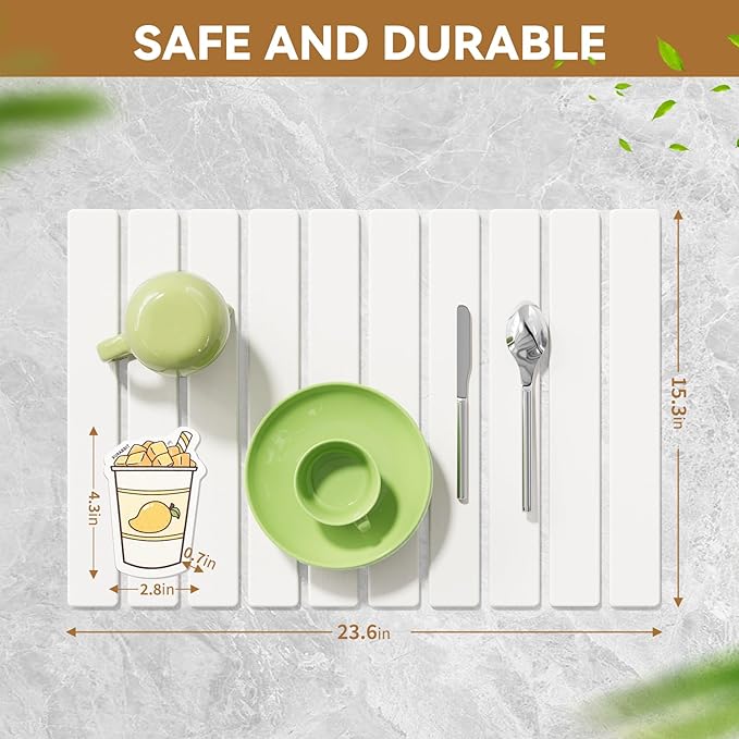 Large Stone Dish Drying Mats for Kitchen Counter, 23.6''x15.3'' Foldable Quick - Image 6