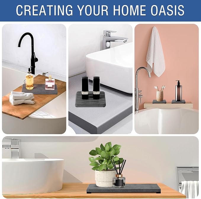 2PCS Water Absorbing Stone Tray, Fast Drying Stone Sink Tray, Water Absorbent - Image 7