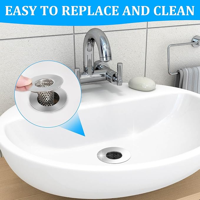 Dayker 3PCS Bathroom Sink Drain Strainers, Stainless Steel Hair Catcher - Image 6