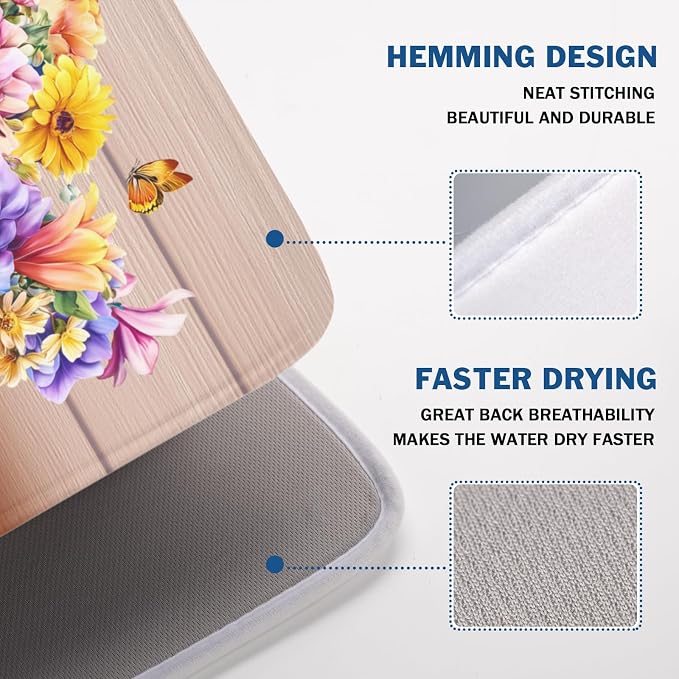 Spring Colorful Flowers Dish Drying Mat - Image 4