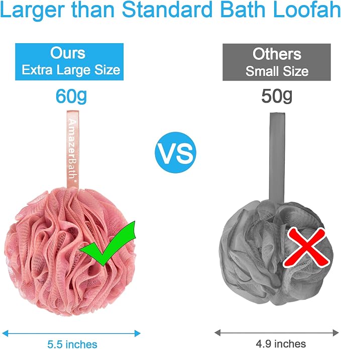 AmazerBath Loofah Sponge 60g/Piece, Exfoliating Bath Sponge Body Scrubber - Image 6