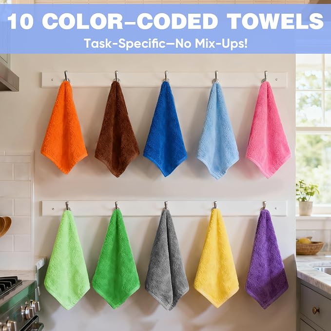 10 Colors Microfiber Cleaning Cloths, 50 Pack Assorted Cleaning Rags, Highly - Image 2