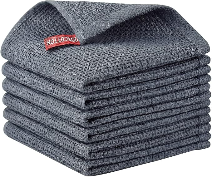 Nialnant 100% Cotton Waffle Weave Kitchen Towels, 6 Pack Dish Cloths by Nialnant