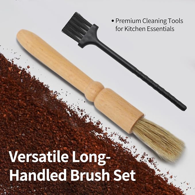 2 Pack Coffee Grinder Cleaning Brush Heavy Wood Handle Natural Bristles Dusting - Image 2