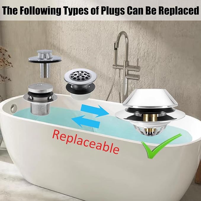 Bathtub Drain Stopper, Pop Up Tub Stopper Bottom - Image 6