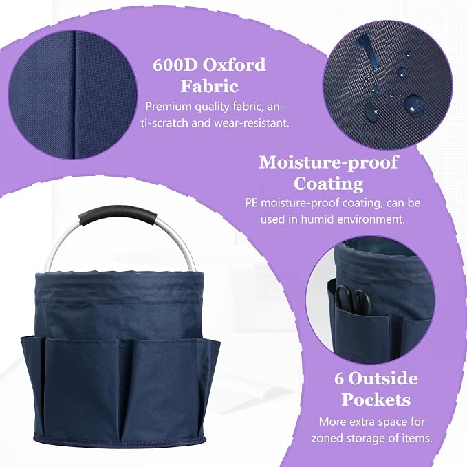 17L Cleaning Caddy with Handle, Portable Shower Caddy in 600D Oxford Fabric - Image 7