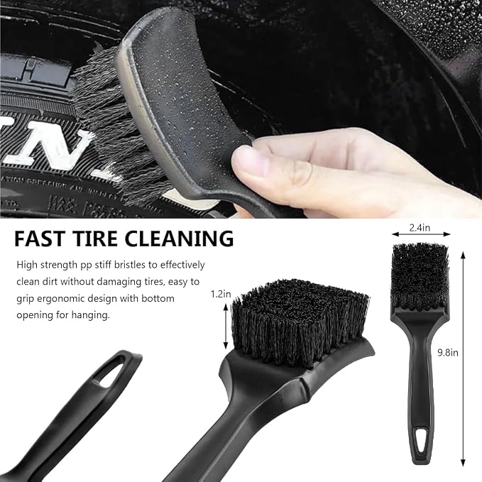 6PCS Car Wheel Cleaning Pro Kit, Soft Wheel Cleaner Tire Brush Detailing Brush - Image 3