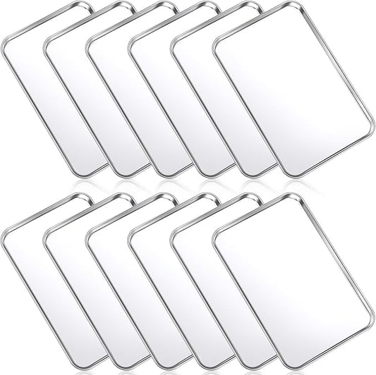 Mimorou 12 Pcs Baking Sheet Stainless Steel Cookie Small Metal Sheet Pans by Mimorou