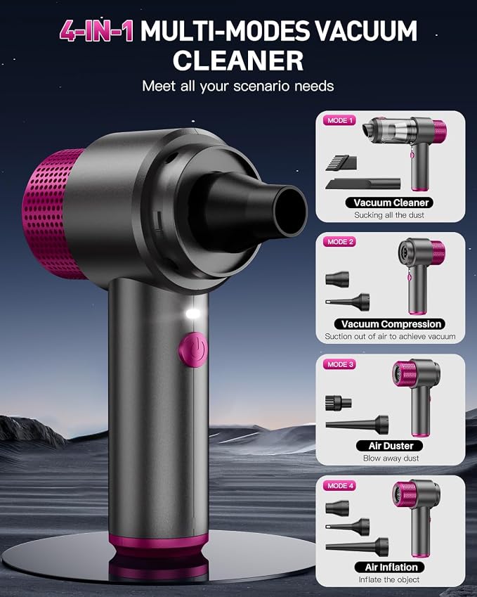 EYYA Handheld Cordless Car Vacuum Cleaner, 4-in-1 Portable Mini Car Vacuum - Image 3