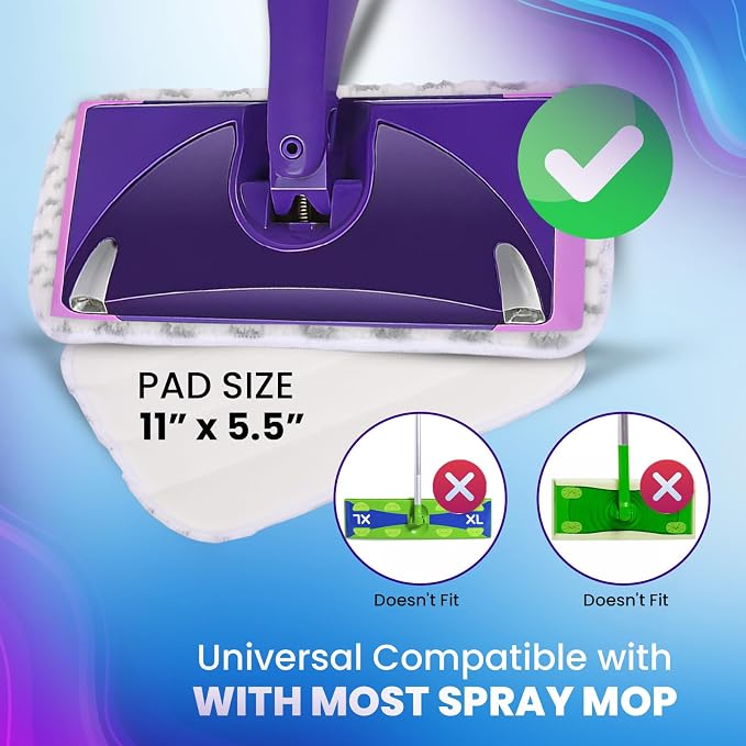 6pcs of Universal 11-inch Velcro Type Reusable Floor Mop Pads Compatible - Image 3
