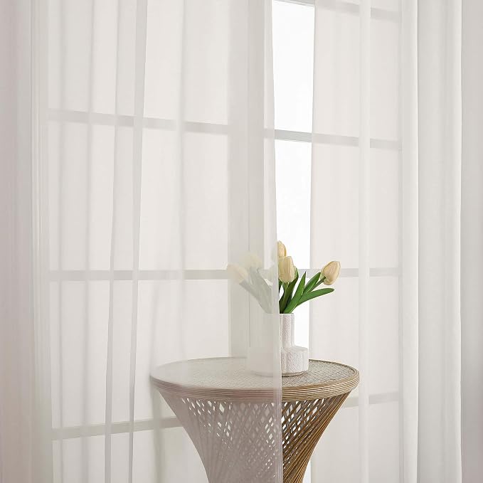 Chyhomenyc Extra Long Ivory Sheer Curtains 144 inch 2 Panels, Translucent - Image 6
