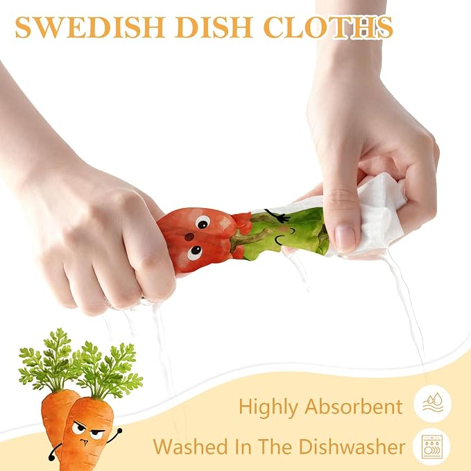 5 Pack Mixed Vegetable Swedish Kitchen Dishcloths Dish Towels, Colorful - Image 5