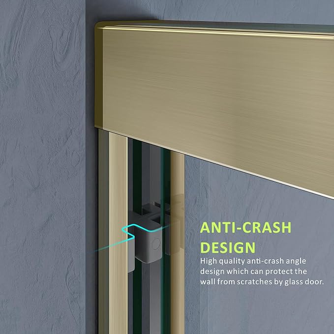 Glass Shower Door, 56-60'' W x 72''H Bypass Sliding Door Semi-Frameless Shower - Image 6