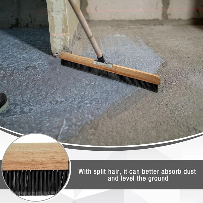 2 Pack 36 Inch Concrete Broom Finishing Tools Without Handle Wood Backed Brush - Image 4