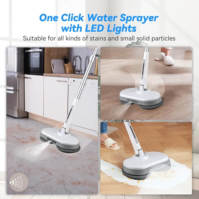 Cordless Electric Mop, Dual Motor Powerful Spin Mop 2600 mAh, Floor Polisher - Image 7