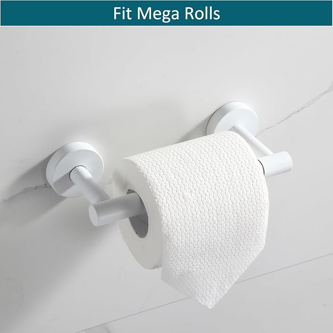 BVL Toilet Paper Holder Matte White Wall Mount Stainless Steel 304 Large Mega - Image 4