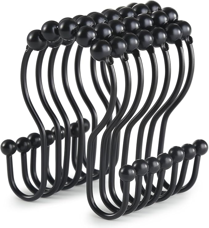 Goowin Shower Curtain Hooks, Stainless Steel Black Shower Curtain Hooks by Goowin