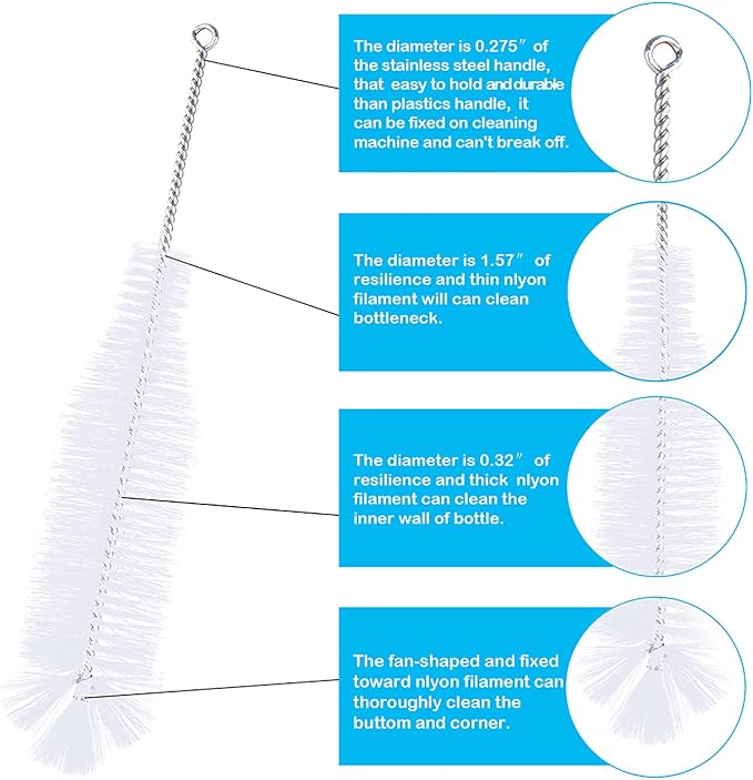 Bottle Brush-Ideal for Cleaning Narrow Neck Swing Top Glass, Kombucha Bottles - Image 3