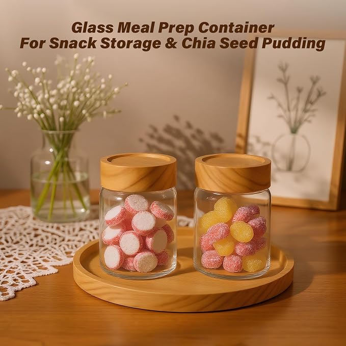 2pc Glass Mason Jars with Acacia Wood Airtight Lids - Image 3