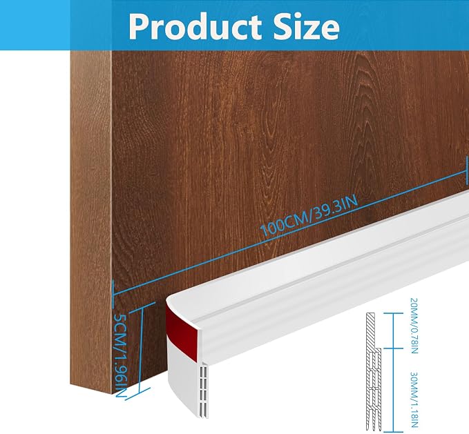 Ainiv 2 Pack Door Draft Stopper Under Door Seal, Adhesive Under Door Sweep - Image 3