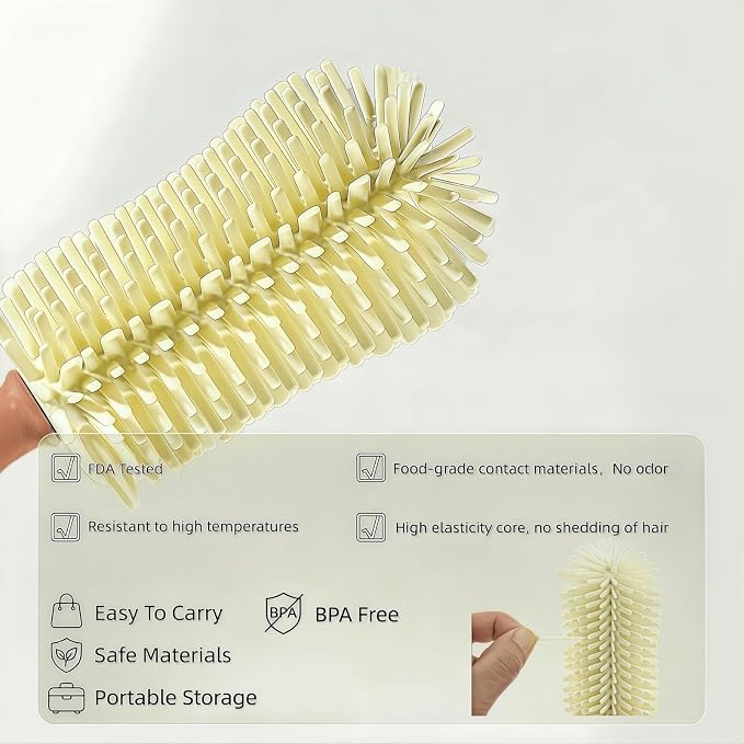 8-in-1 Baby Bottle Brush Set, Silicone Baby Bottle Cleaning Kit - Image 3