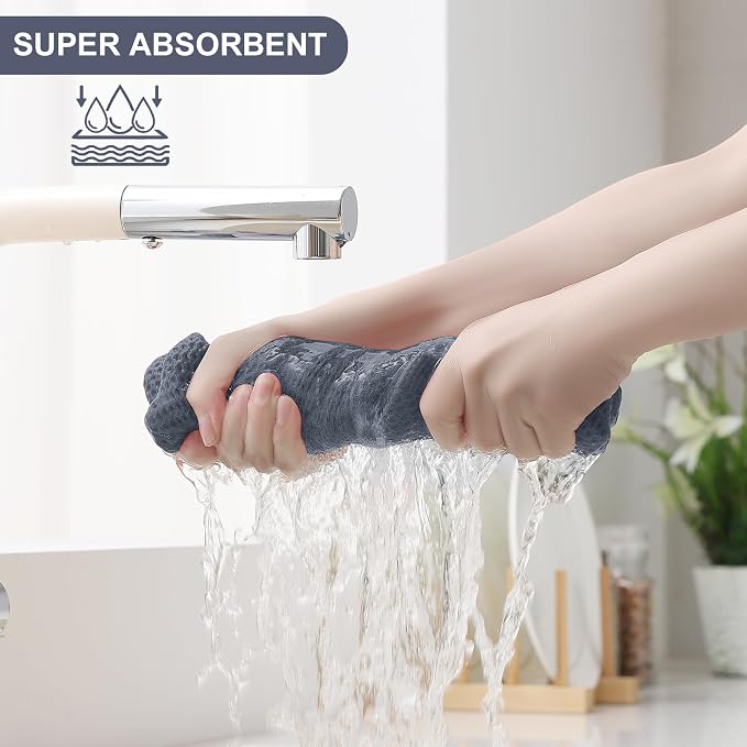 Homaxy 100% Cotton Kitchen Towels and Dishcloths Set, 12 x 12 Inches and 13 x - Image 3