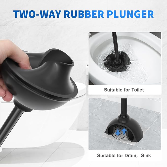 Toilet Plunger and Brush, 2 Pack Bowl Brush and Heavy Duty Toilet Plunger Set - Image 3