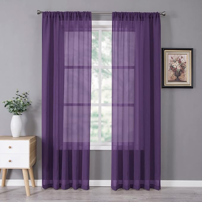 Tollpiz Sheer Curtain Linen Textured Living Room Curtains Sheer Light Filtering by Tollpiz