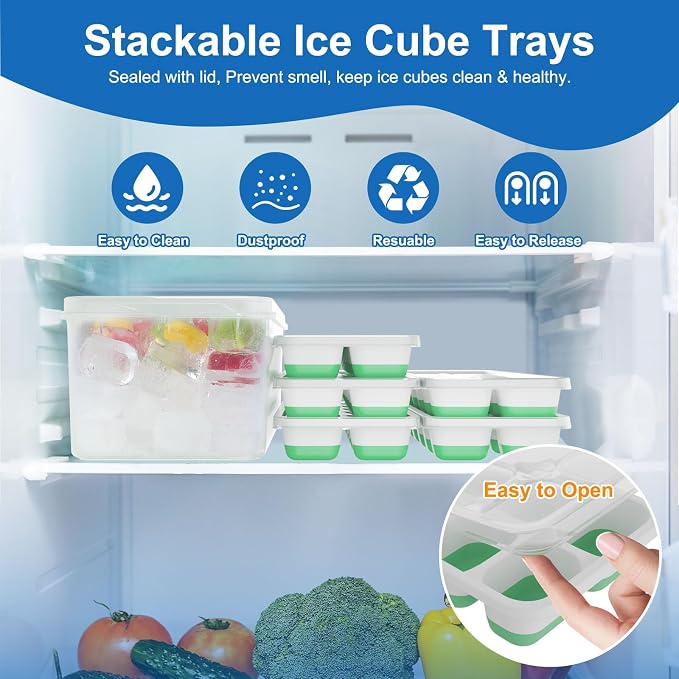 Ice Cube Tray 5 Pack, 60 Cubes Silicone Ice Cube Trays - Image 2