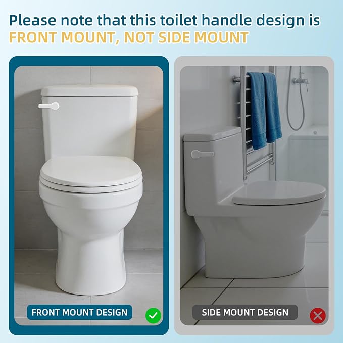 Hygie Rinse Metal Toilet Handle Lever Flush Replacement, Universal Front Mount - Image 3