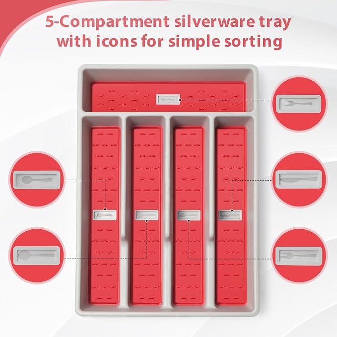 Silverware Organizer with Cutlery Icons，Silverware Tray - Image 2