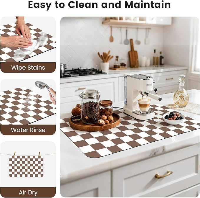 17" x 32" Checkered Dish Drying Mat - Image 7