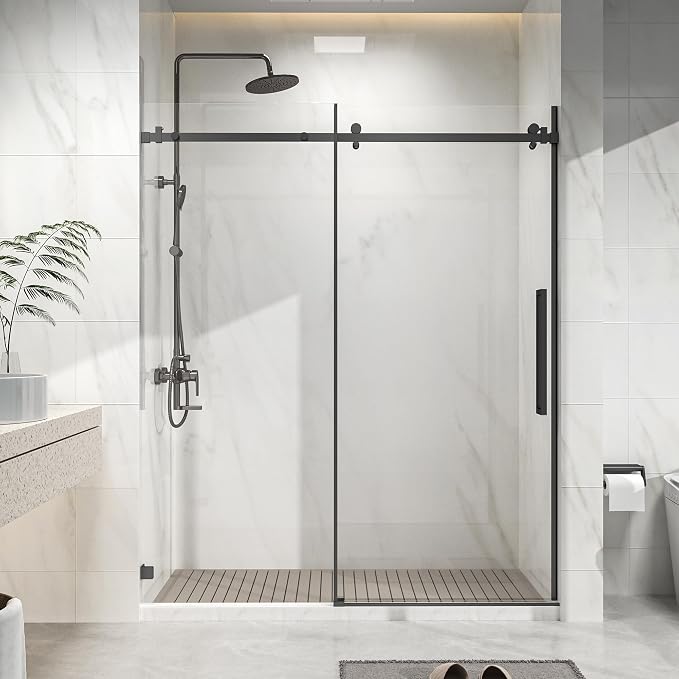 Frameless Shower Door 60" W x 72" H, 1/4" Clear Tempered Glass, Sliding Design by Relaxcabine