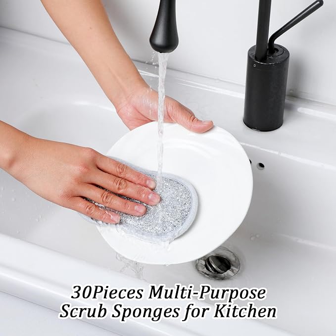 30 Pack Multi Purpose Scrub Sponges Non Scratch Microfiber Sponge Cleaning Dish - Image 6