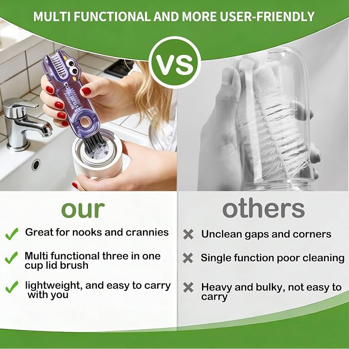 3 in 1 Cup Lid Gap Cleaning Brush Set, Cup Lid Gap Bottle Cleaner Home Kitchen - Image 4