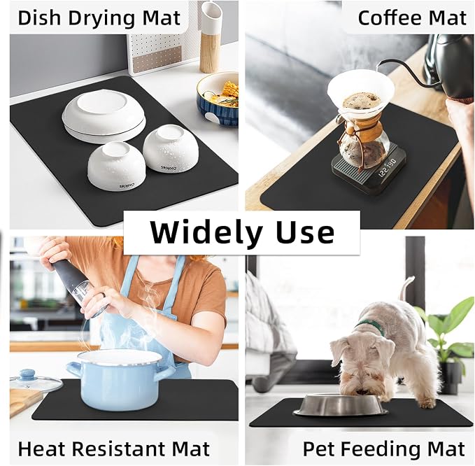 LOPNUR Kitchen Dish Drying Mat, Super Absorbent Dish Drying Pad, Diatomite - Image 7