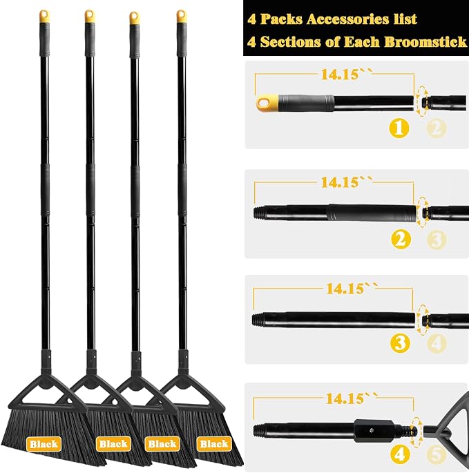 Heavy Duty Broom Outdoor Indoor, Upgraded Commercial Angle Brooms, Restaurant - Image 8