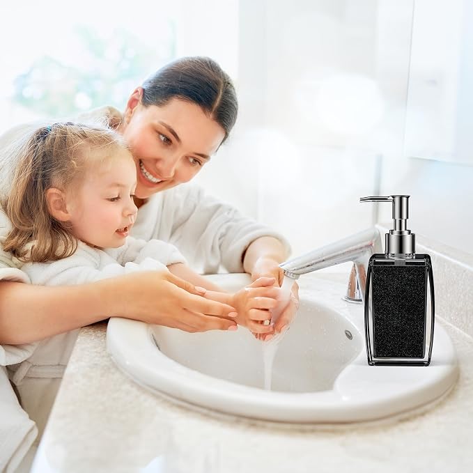 Black Soap Dispenser with Refillable Plastic Pump - Image 8