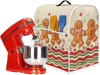 Christmas Mixer Cover for Kitchen Aid 6-8 Qt Mixer, Gingerbread Man Small Appliance Dust Covers Universal for Air Fryers, Coffee Makers, Christmas Decor for Kitchen