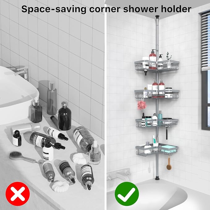 KEGII 4-Tier Corner Shower Caddy Tension Pole - Image 7