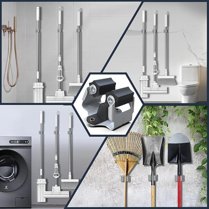 3-H 25 Pack Mop and Broom Holder Big Size Hanging 1 KG Extra, Broom Hanger Wall - Image 2