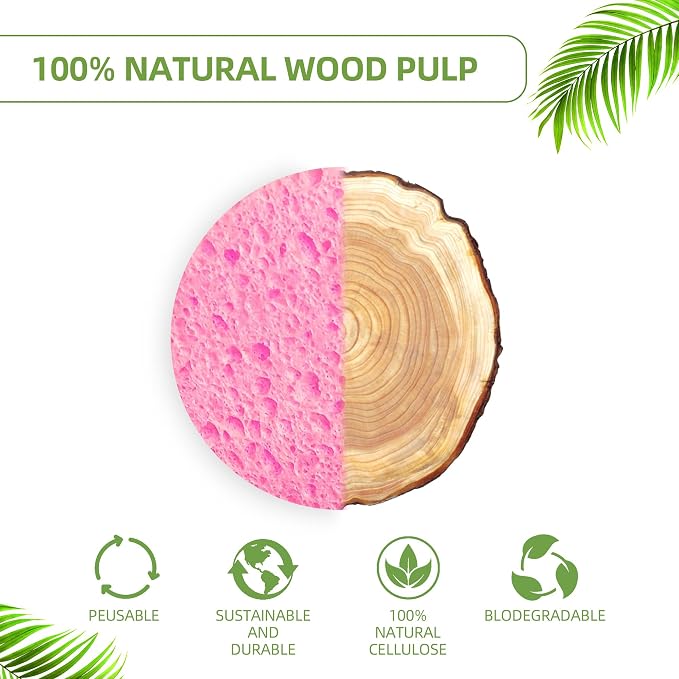 60-Count Compressed Facial Sponges|100% Natural Kickleen Cellulose Cosmetic Spa - Image 7