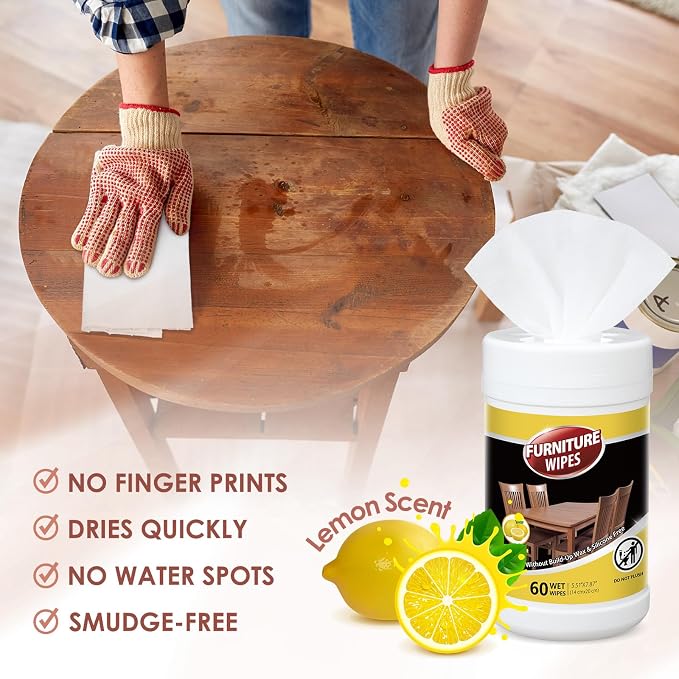 4 Pack Wood Furniture Wipes 240 Count Wood Furniture Cleaner and Polish Wipes - Image 4