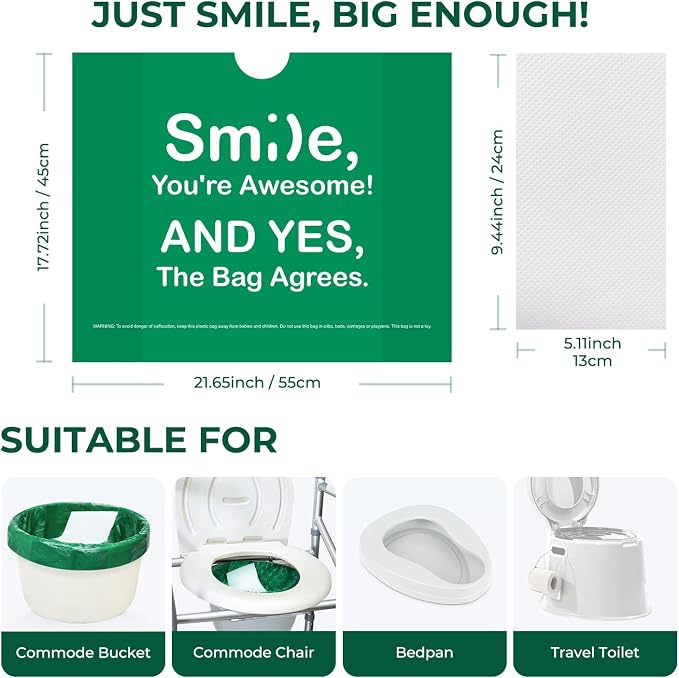 Commode Liners with Absorbent Pads, Universal Disposable Commode/Bed Pan Liners - Image 7