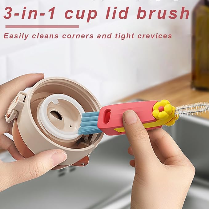 3 in 1 Rotatable Cup Lid Gap Cleaning Brush Set, - Image 5