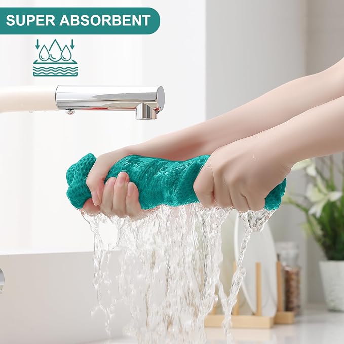 Homaxy 100% Cotton Kitchen Towels and Dishcloths Set, 12 x 12 Inches and 13 x - Image 3