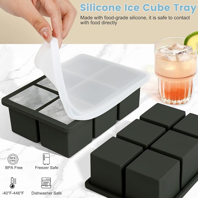 Large Silicone Ice Cube Tray 3Pack, SAWNZC Big Square Ice Cube Molds - Image 3