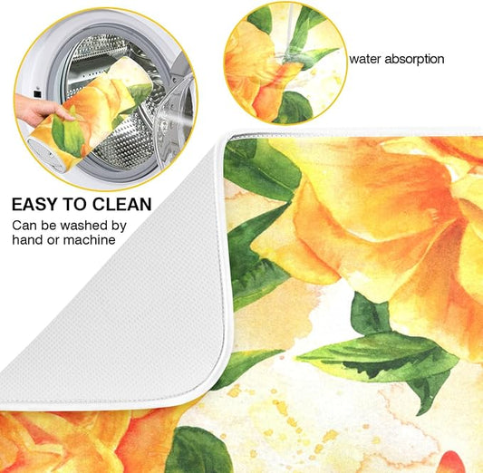 Tarity Watercolor Yellow Rose Dish Drying Mat - Image 2